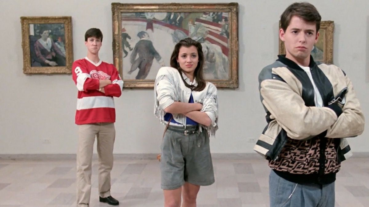 Alans Raks, Mia Sara un Metjū Broderiks filmā Ferris Buellers