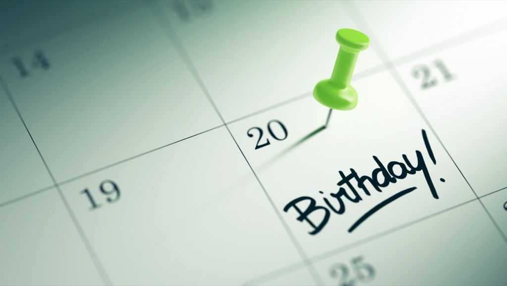 День рождения в календаре
