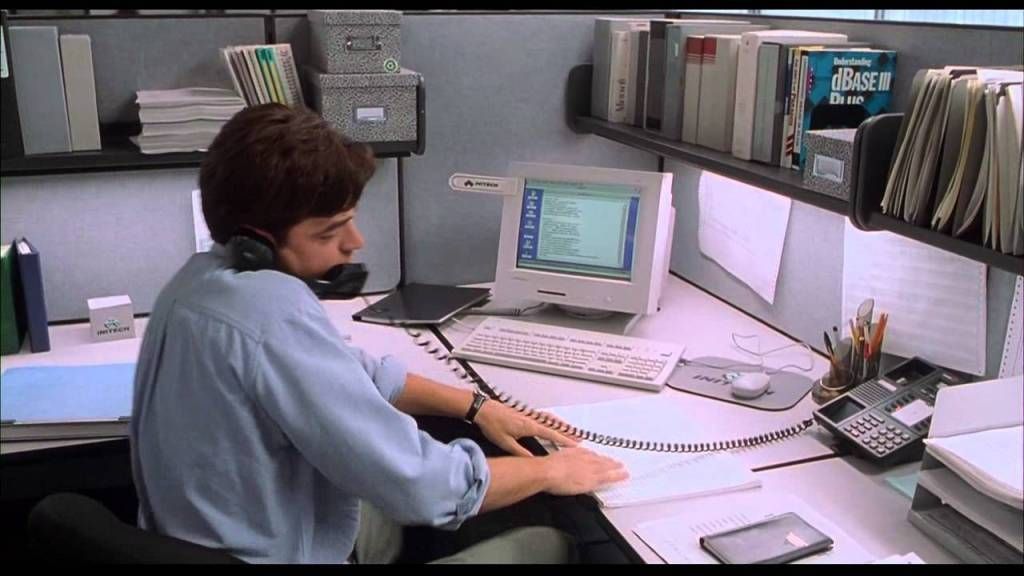 scéna z filmu kancelárskych priestorov