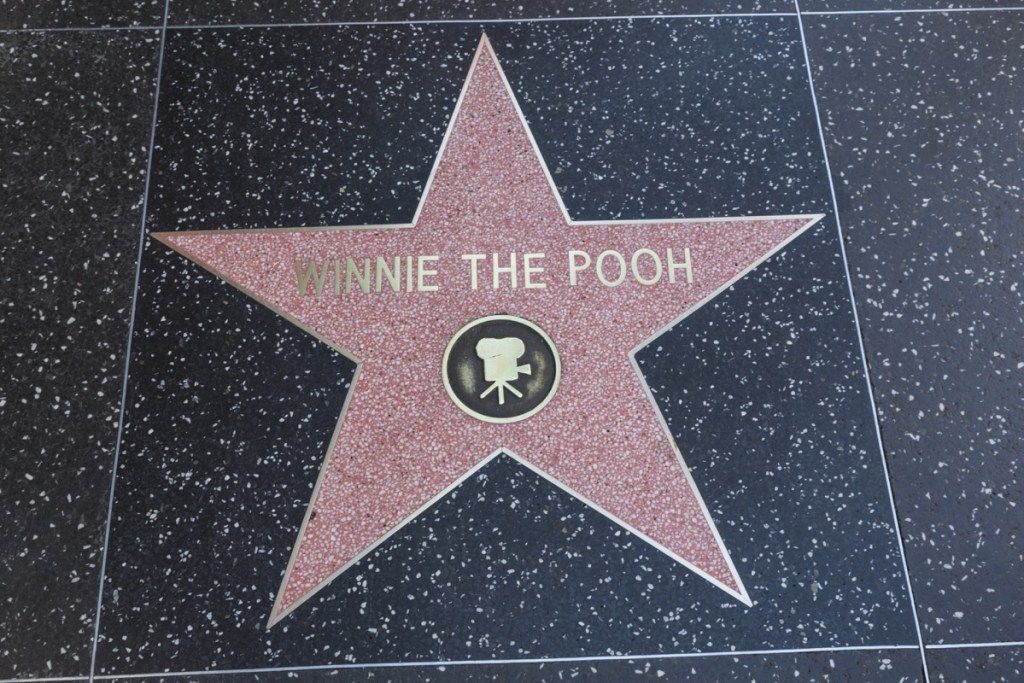 Los Angeles, Verenigde Staten - 17 januari 2014: The Hollywood Walk of Fame ster van Winnie The Pooh gelegen op Hollywood Blvd. dat in 2006 werd uitgereikt voor prestatie in films.