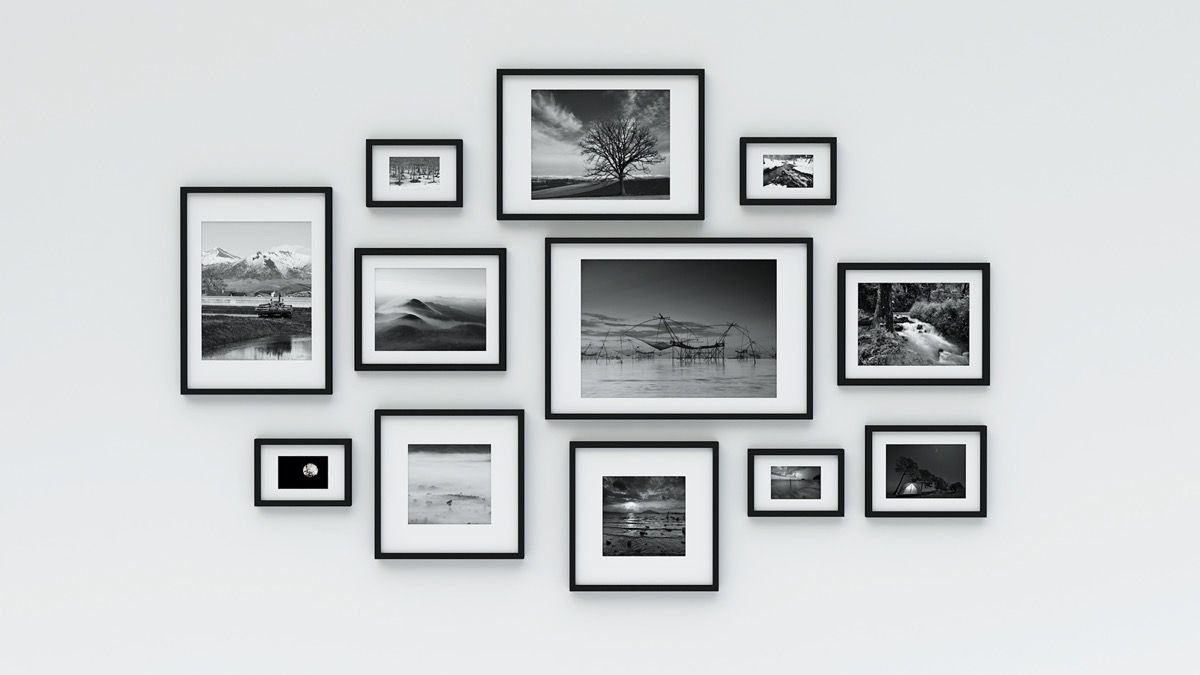 黒と白の写真の壁