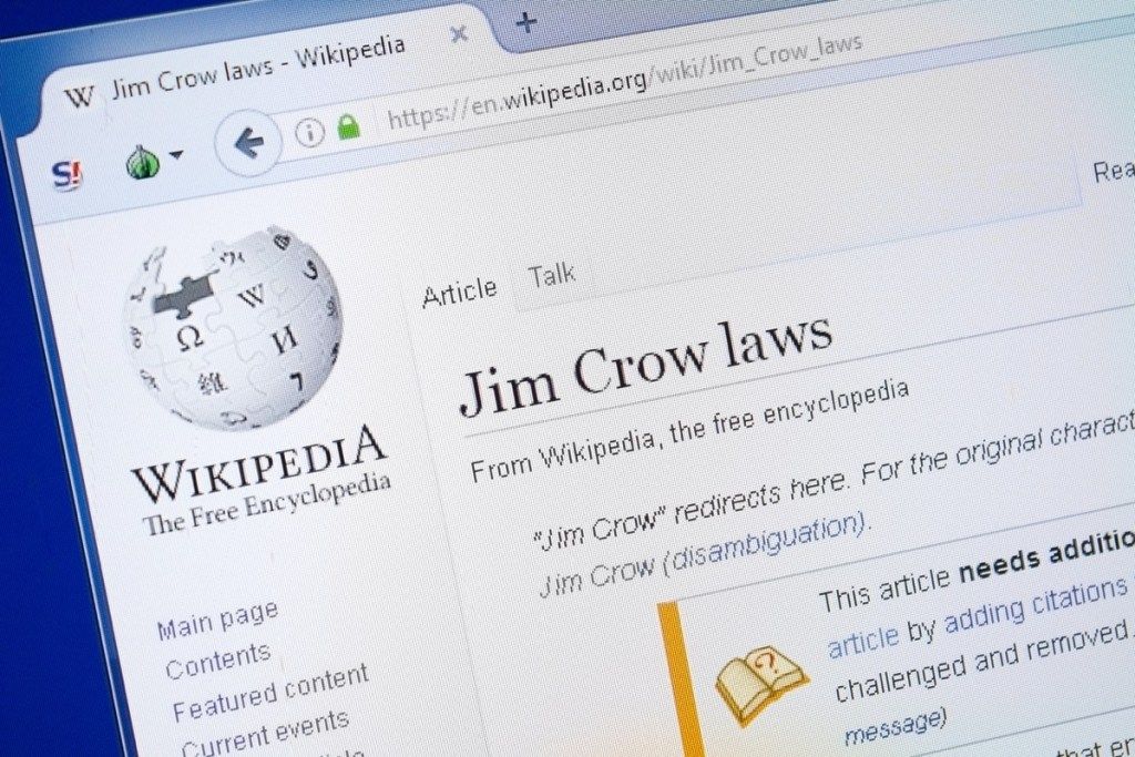 Jim Crow törvényei a wikiben