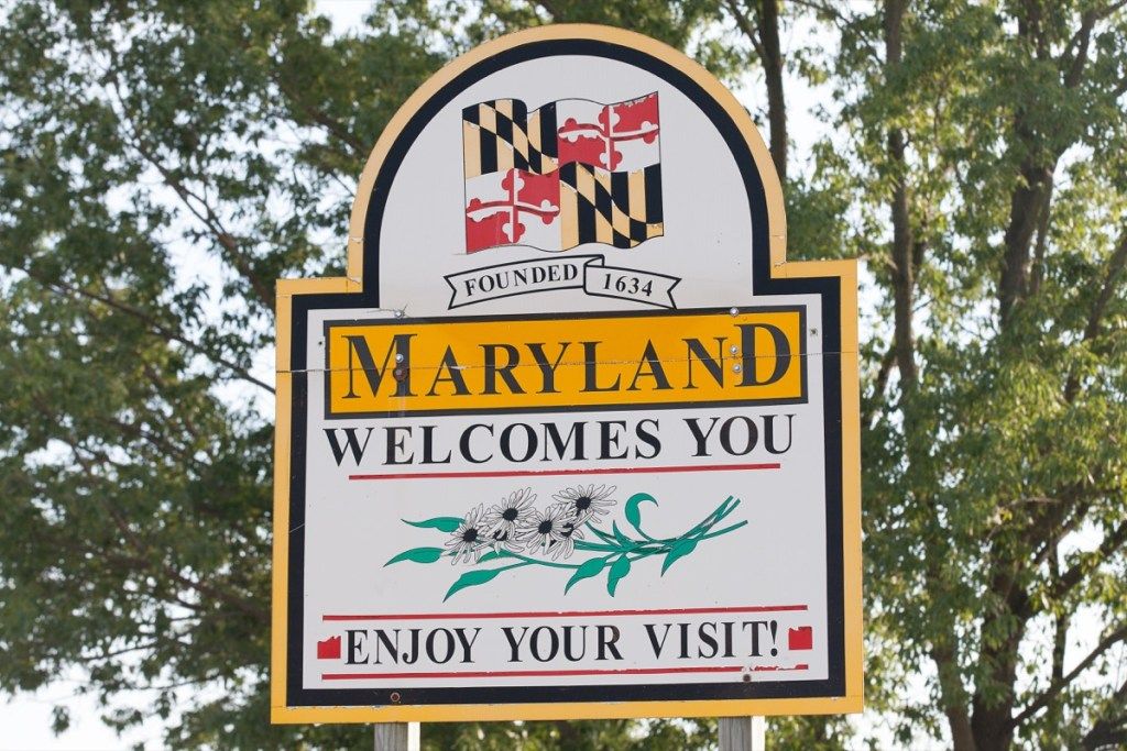 Znak dobrodošlice Maryland State, ikonične državne fotografije