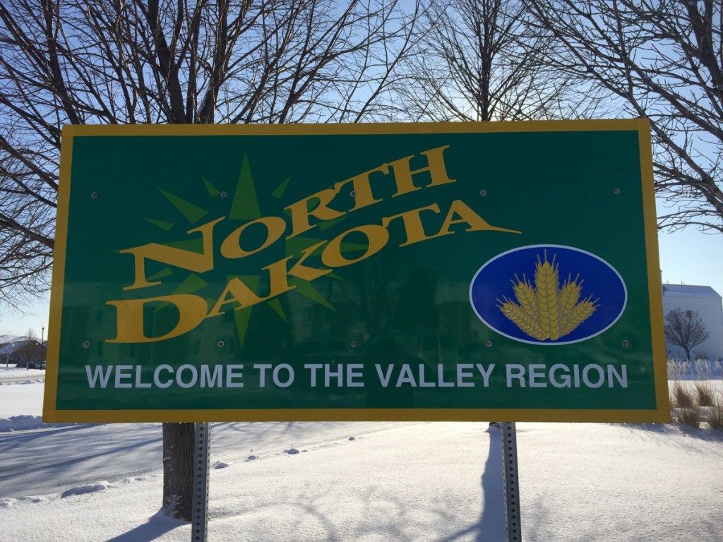 Znak dobrodošlice države Sjeverna Dakota, ikonične državne fotografije