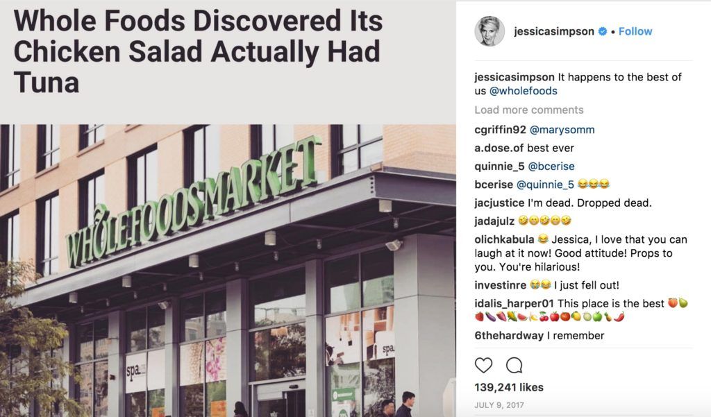 Jessica Simpson tonno Instagram foto di celebrità più divertenti