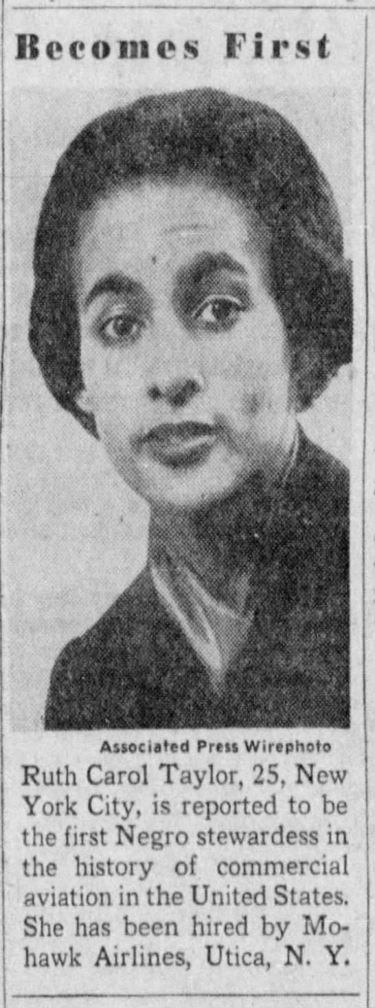 Artikel surat kabar tentang Ruth Carol Taylor