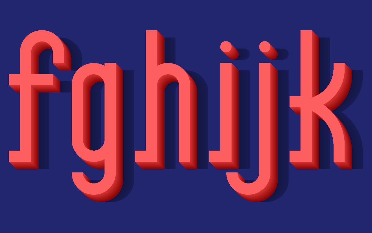 letras minúsculas rosa F, G, H, I, J e K em fundo roxo