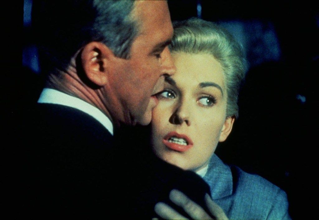 Jamesas Stewartas ir Kim Novakas „Vertigo“ (1958)