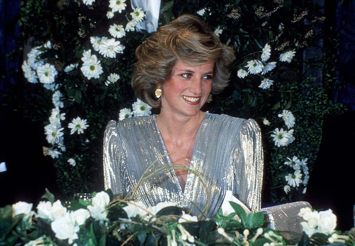 Princesė Diana sidabrine suknele