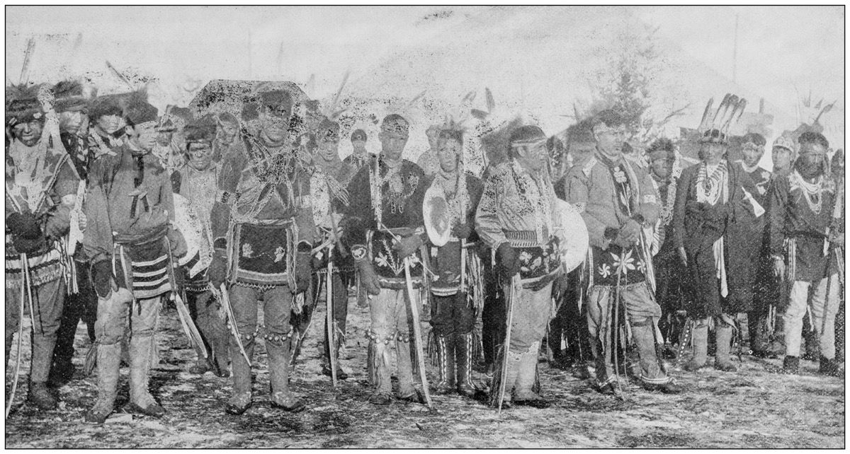 Antikt fotografi av Sioux indianer