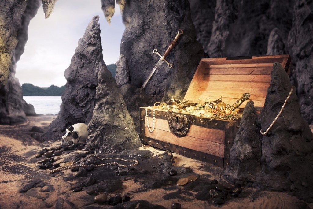 ilustração do tesouro enterrado do pirata