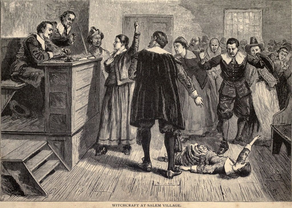 una representación artística de los juicios de brujas de Salem