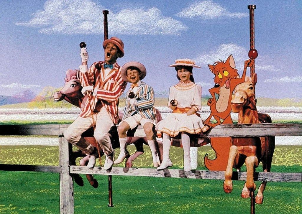 Dick Van Dyke, Karen Dotrice ja Matthew Garber teoksessa Mary Poppins (1964)