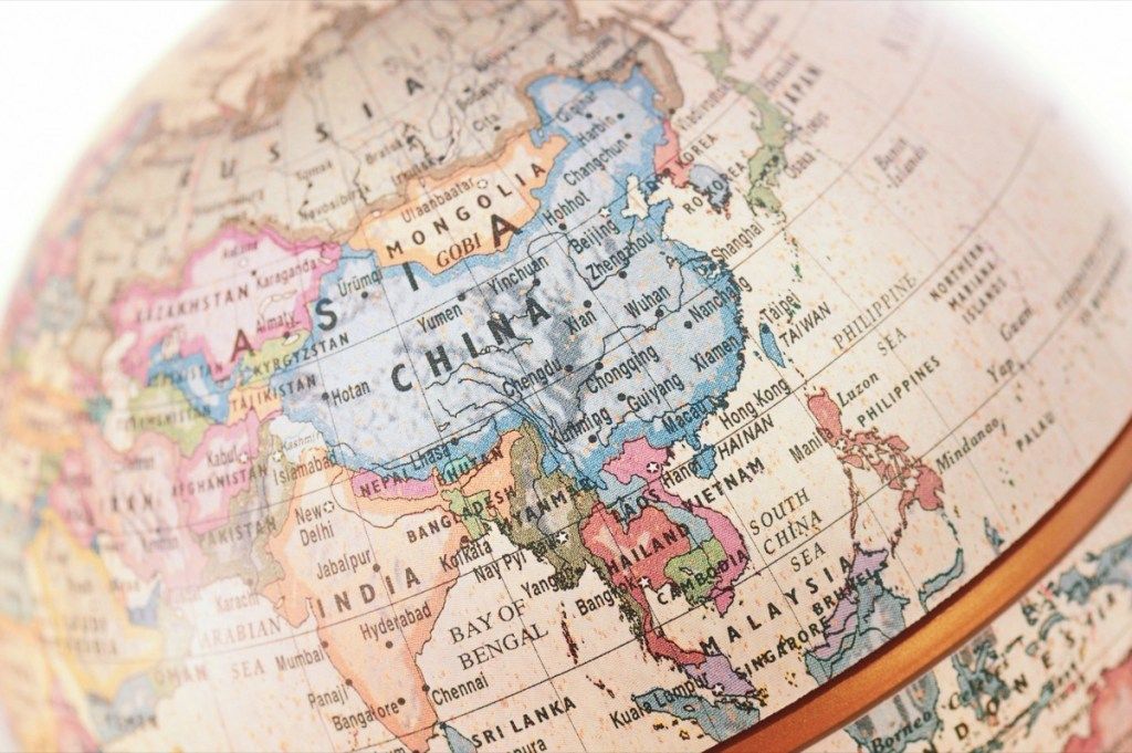 globus s fokusom na Aziju, lude činjenice