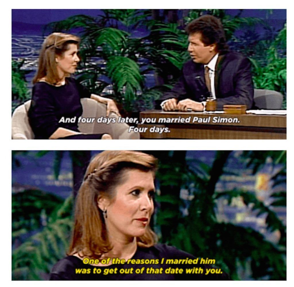 Carrie Fisher dà un ritorno epico a Garry Shandling in The Tonight Show