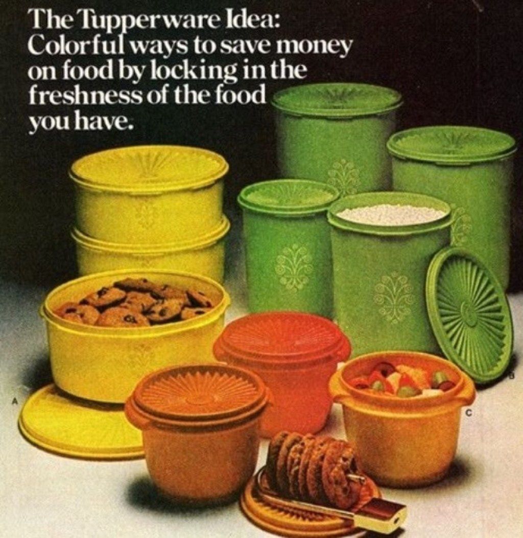Anunci de tupperware de colors dels anys setanta