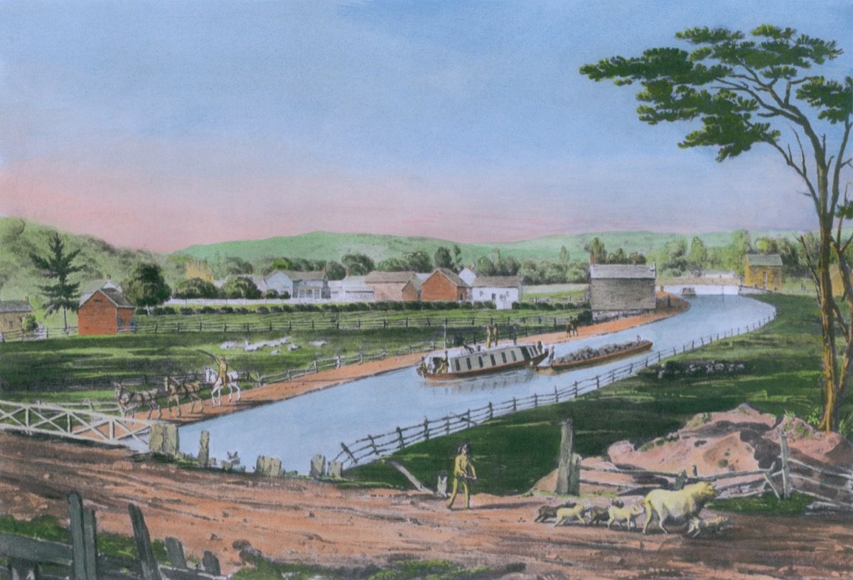 az erie-csatorna akvarell festménye