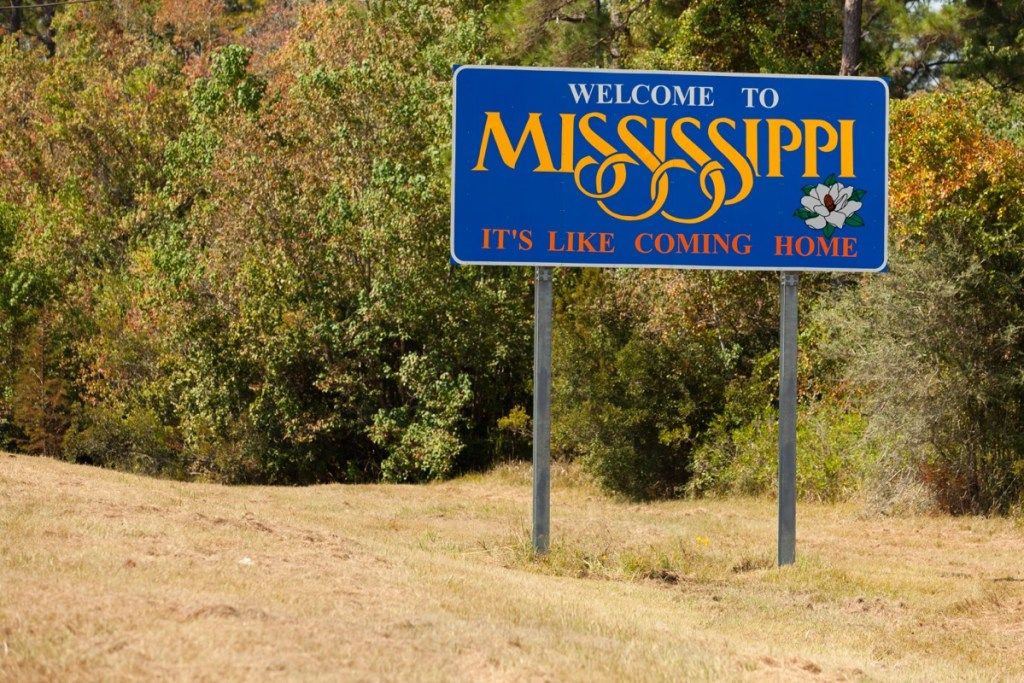 Znak dobrodošlice države Mississippi, ikonične državne fotografije