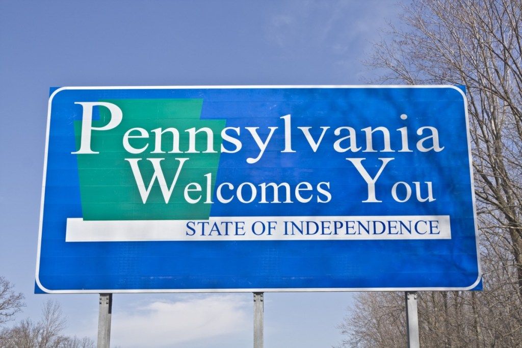 Znak dobrodošlice države Pennsylvania, ikonične državne fotografije