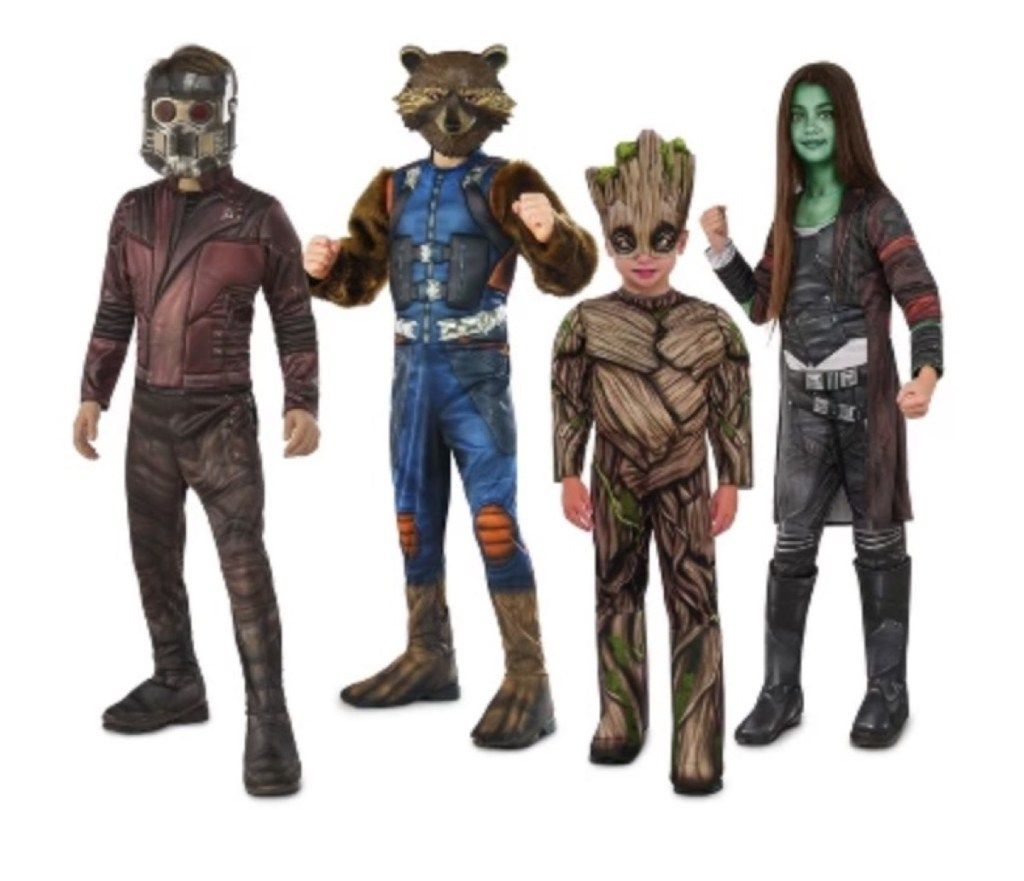 familie gekleed in Guardians of the Galaxy-kostuums, familie-halloween-kostuums