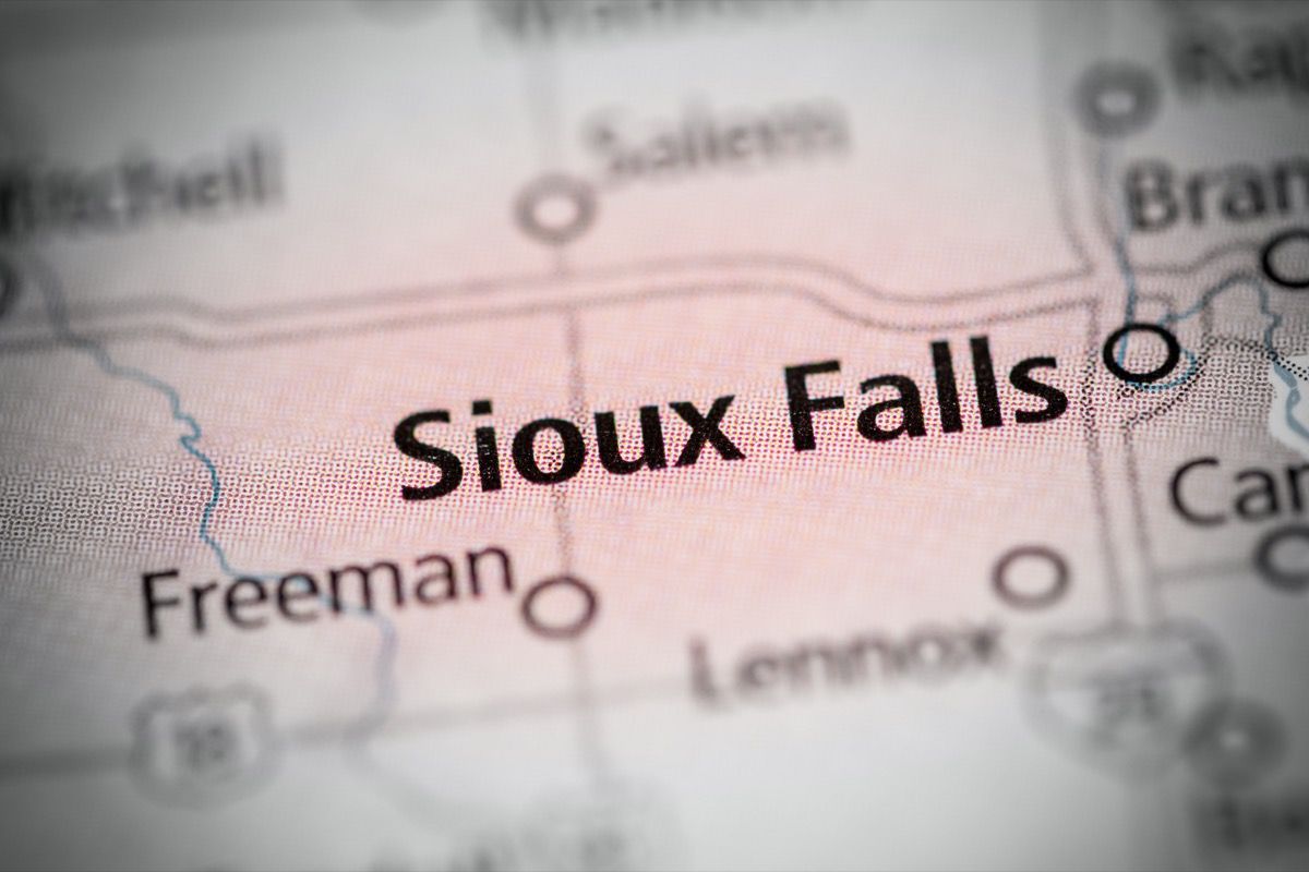 zemljevid sioux Falls