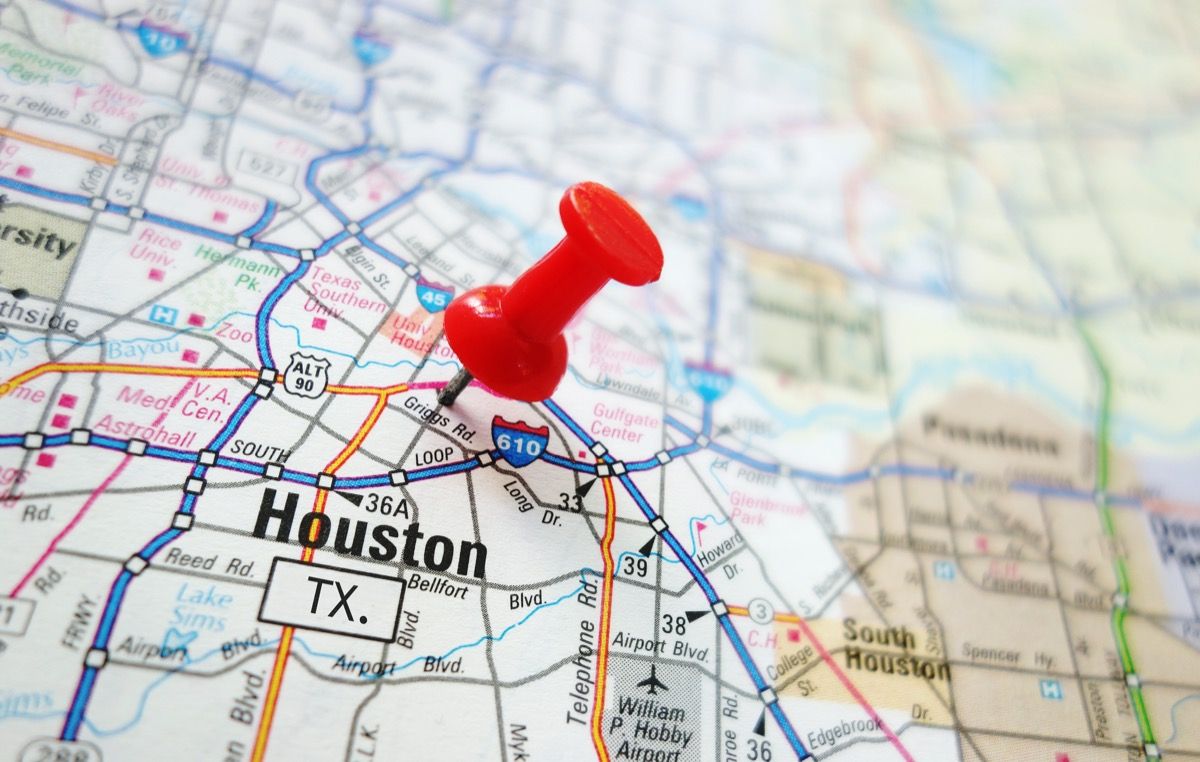 karta Houstona u Texasu