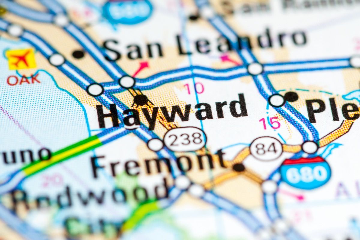 zemljevid hayward california