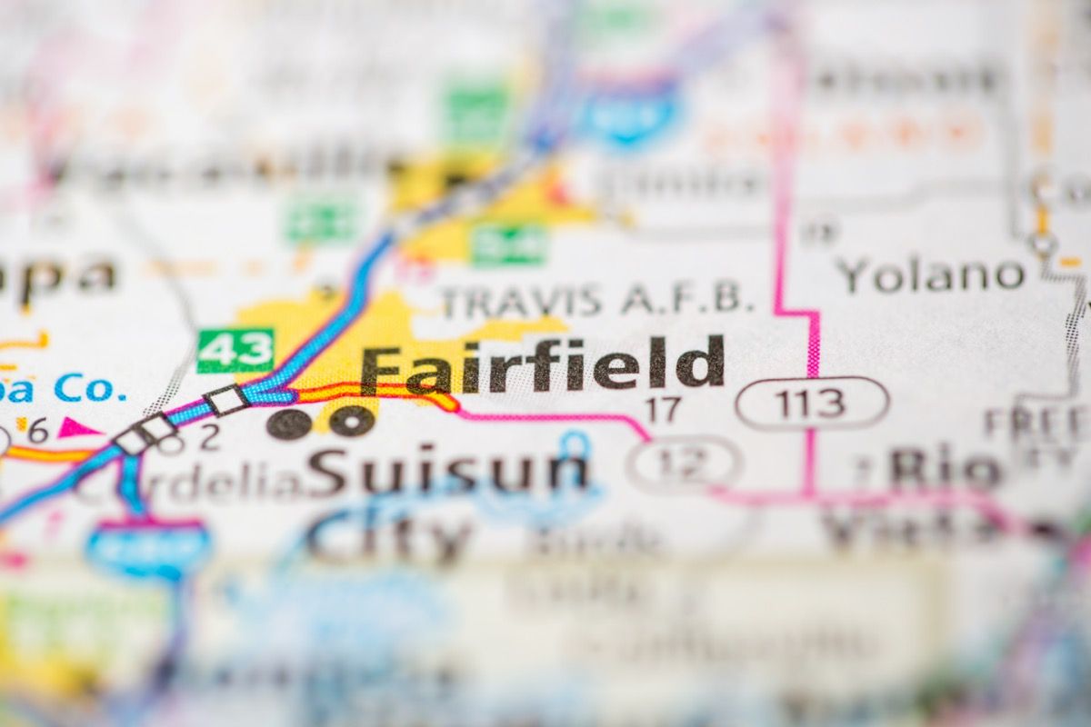 Fairfield zemljevid Kalifornije