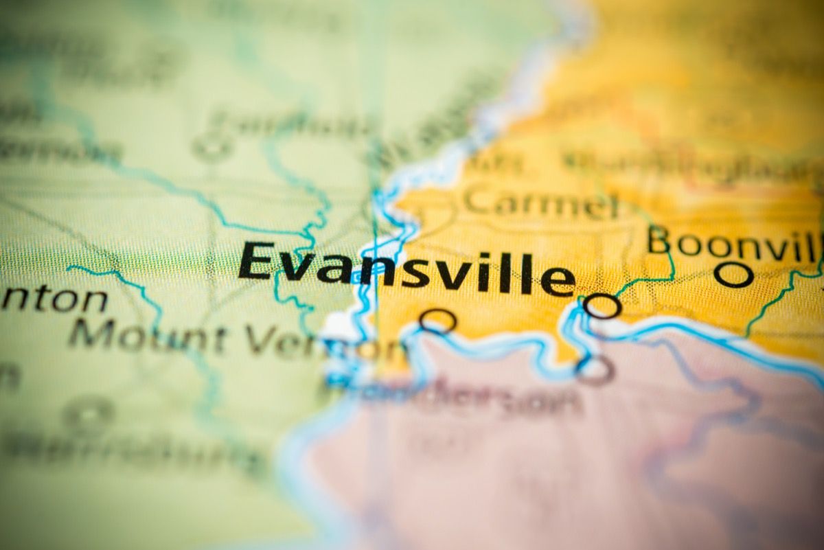 zemljevid evansville