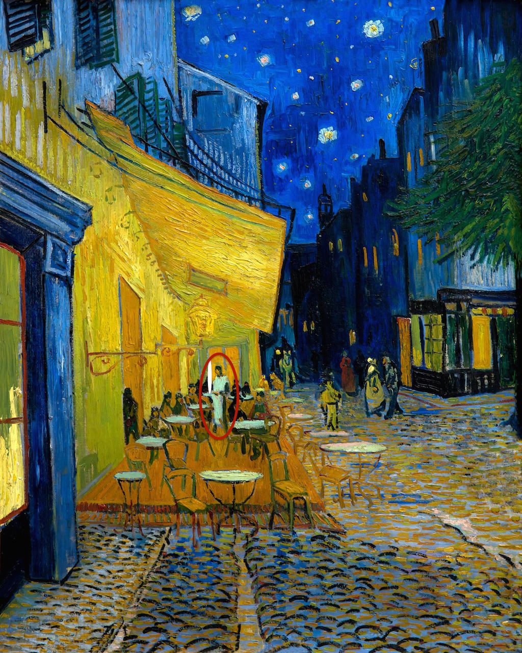 Kavinės naktinė terasa „HEERX6“, kurią pateikė Vincentas van Goghas, 1888 m., Kroller-Muller muziejus, Hoge Veluwe nacionalinis parkas, Otterlo, Nyderlandai, Europa