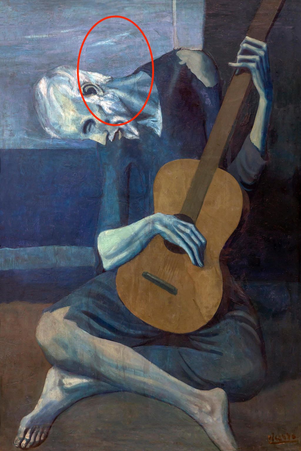 PTX6JM द ओल्ड गिटारिस्ट, पाब्लो पिकासो, 1903-1904, आर्ट इंस्टीट्यूट ऑफ शिकागो, शिकागो, इलिनोइस, अमेरिका, उत्तरी अमेरिका