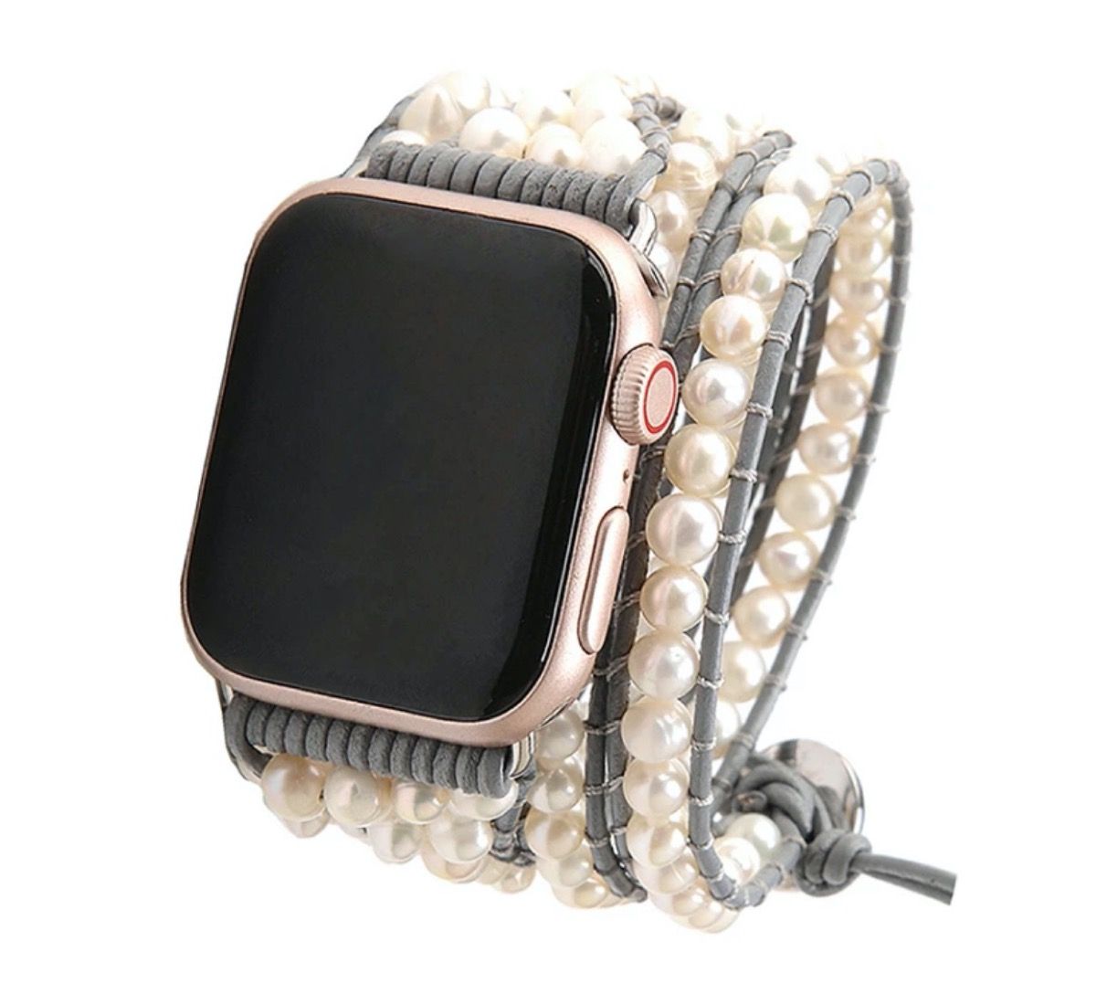 ābolu pulkstenis ar pērļu siksnu