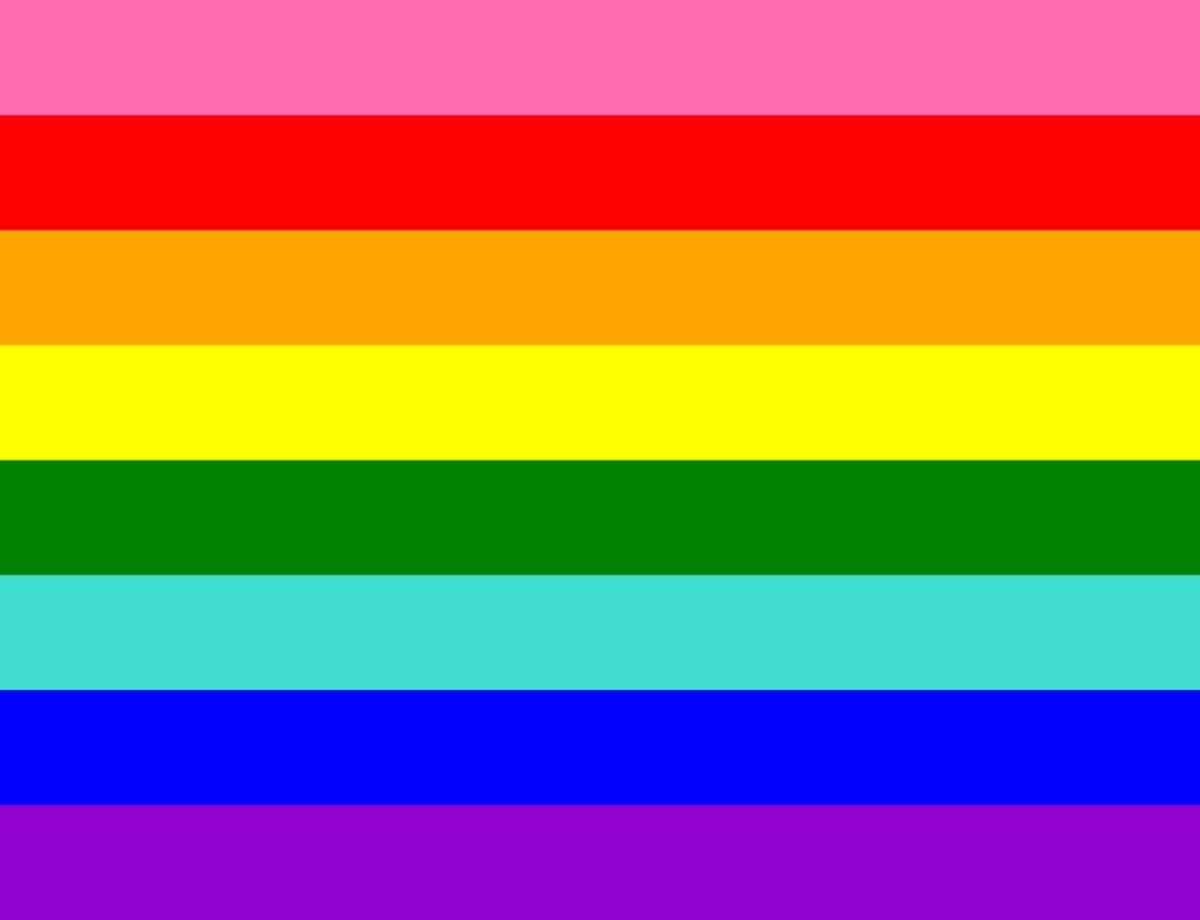 astoņu krāsu lepnuma karogs, kuru izstrādājis gilberts Beikers
