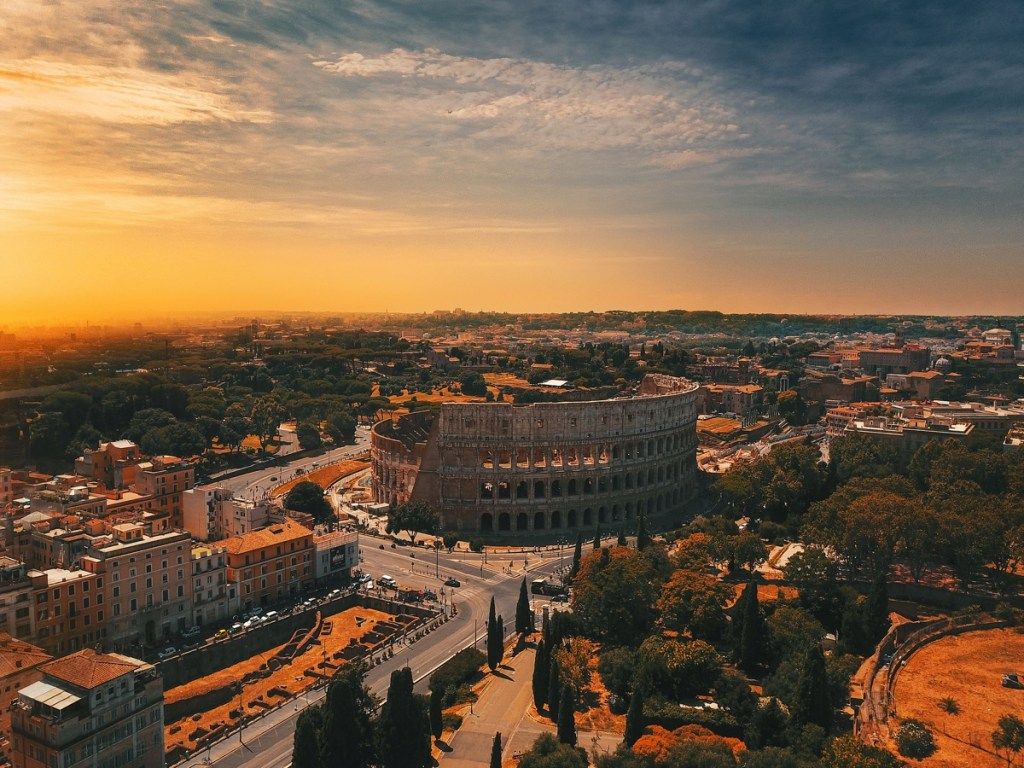 Kolosej v Rimu s pogledom iz zraka