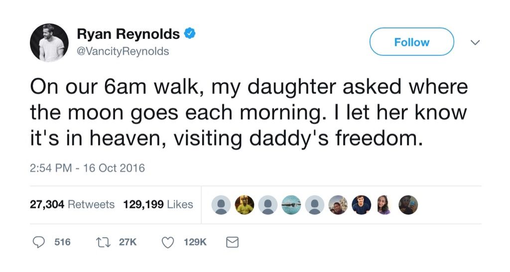 Ryan Reynolds hauska twiitti vapaus