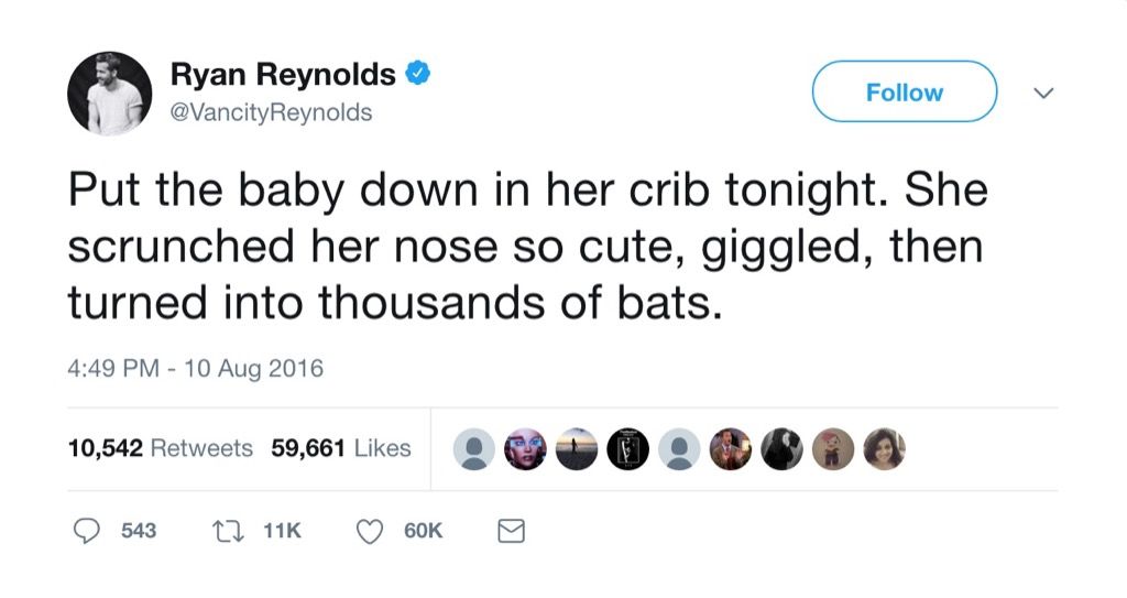 Ryan Reynolds 재미있는 트윗 박쥐