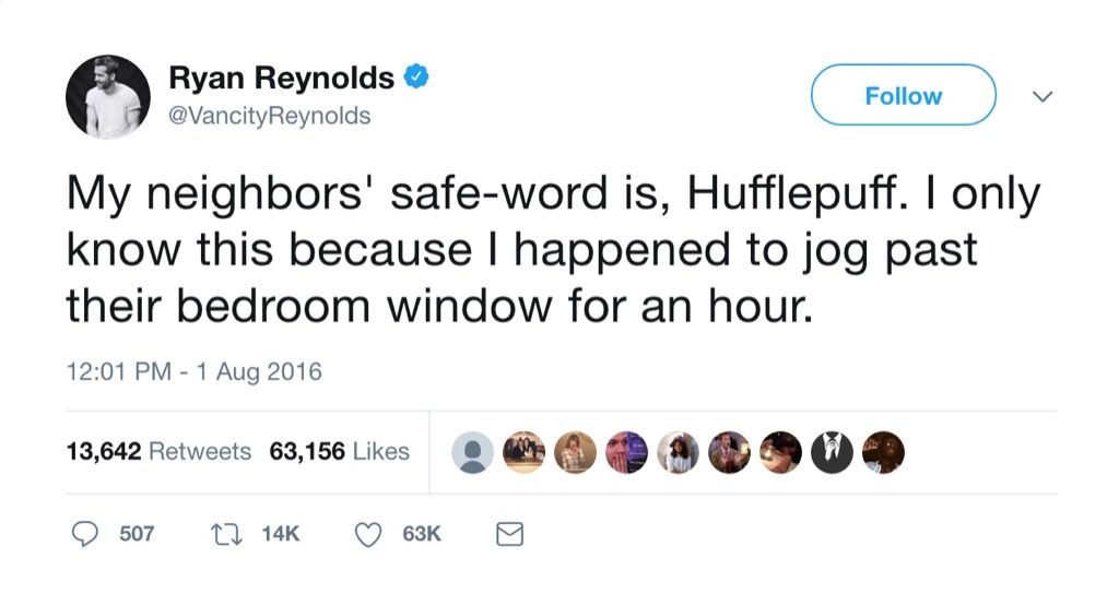 Ryan Reynolds drôle tweet mot sûr