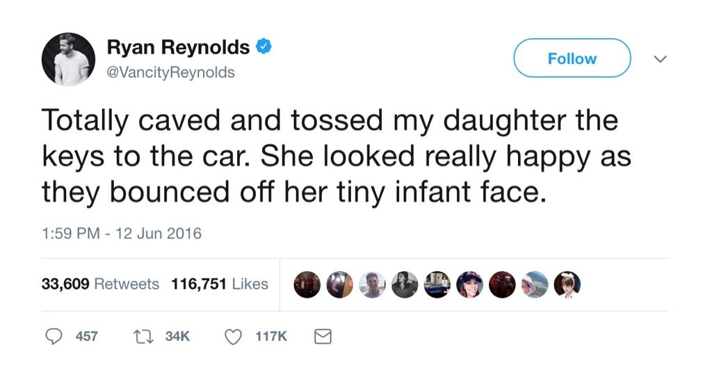 Ryan Reynolds drôle tweet clés de voiture