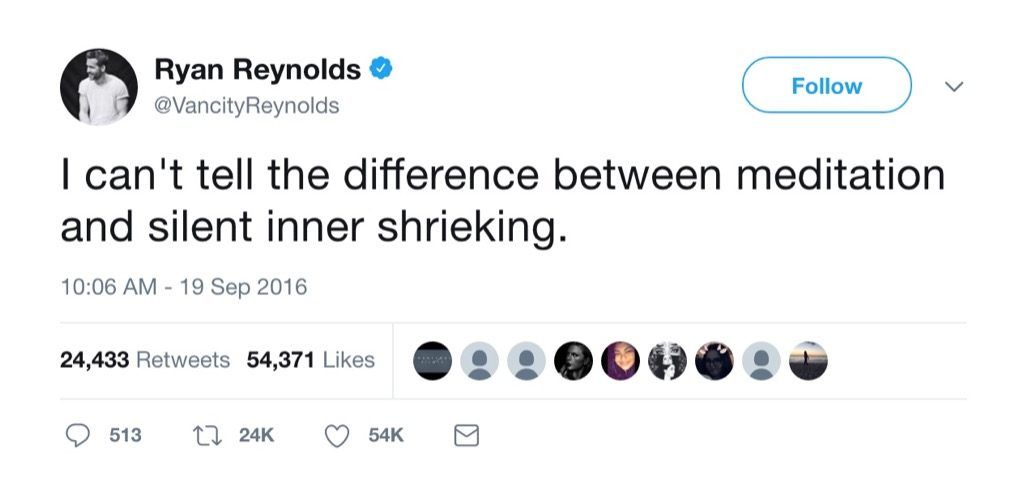 Ryan Reynolds 재미있는 트윗 침묵 비명