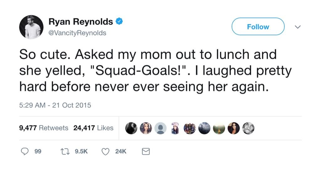 Ryan Reynolds ibu tweet lucu