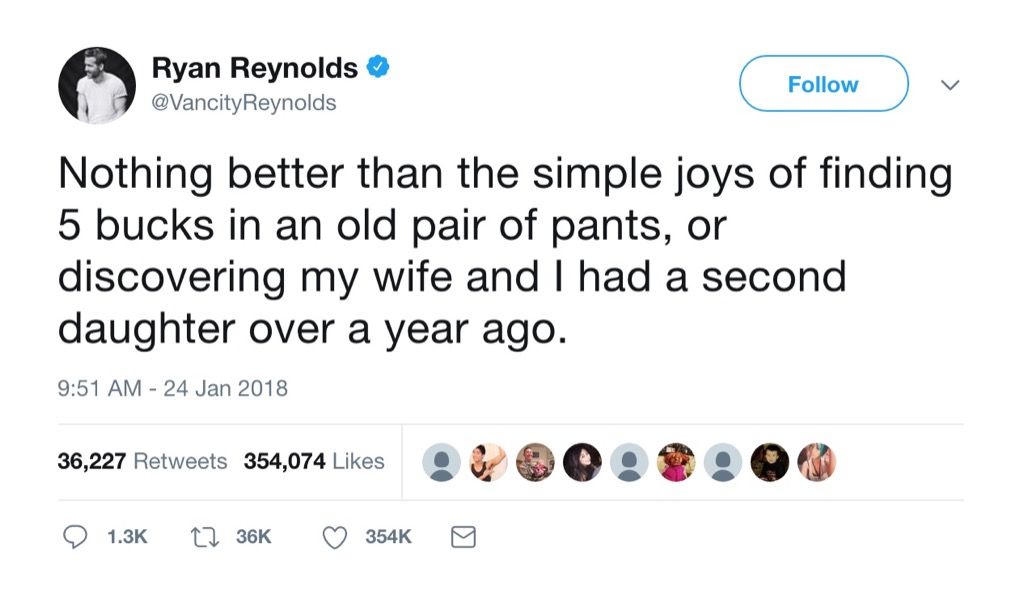 रयान रेनॉल्ड्स के 30 सबसे मजेदार ट्वीट्स