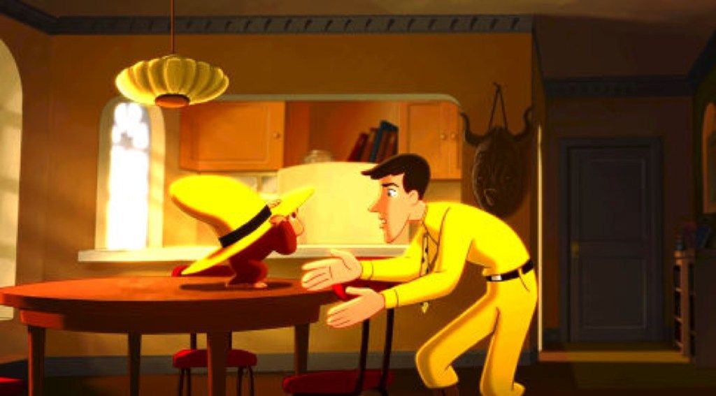 George ja Ted, Mies, jolla on keltainen hattu (äänenä WILL FERRELL), pelkäävät vähän suurkaupungissa Universal Pictures- ja Imagine Entertainment -sovellusten uusia animaatio-seikkailuja?