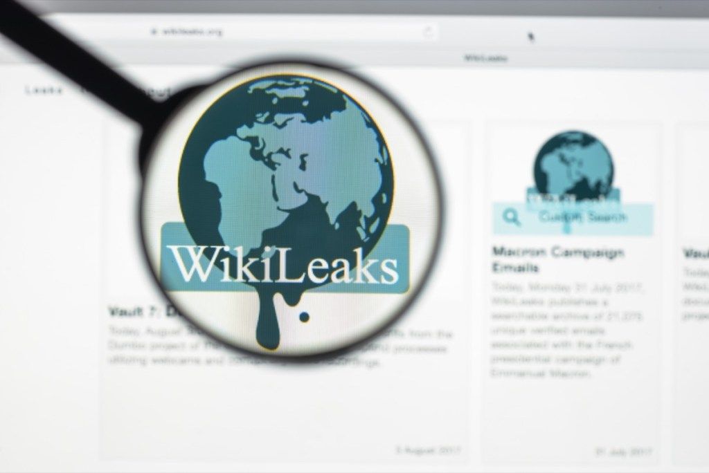 web wikileaks na obrazovce počítače