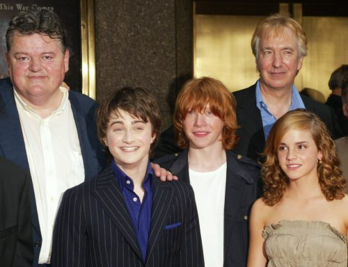   Robbie Coltrane, Daniel Radcliffe, Rupert Grint, Alan Rickman y Emma Watson en el estreno de"Harry Potter and the Prisoner of Azkaban"
