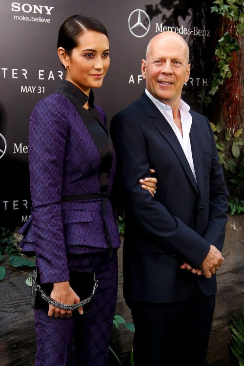   Emma Heming Willis og Bruce Willis på premieren på"After Earth" in 2013