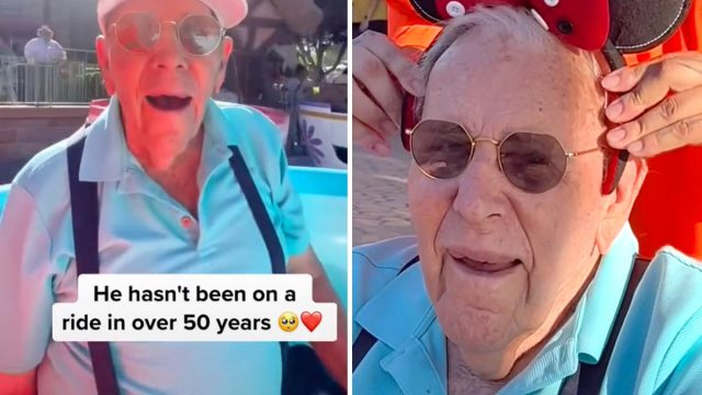 Video viser mann som tar 97 år gammel veteran for en første Disneyland-tur på 50 år