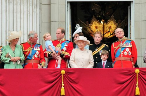   Ahli keluarga diraja British di balkoni Istana Buckingham semasa Trooping the Color 2015