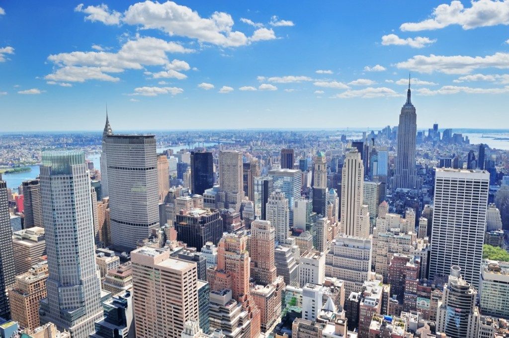 gambar bangunan bandar dan latar langit di New York City, New York
