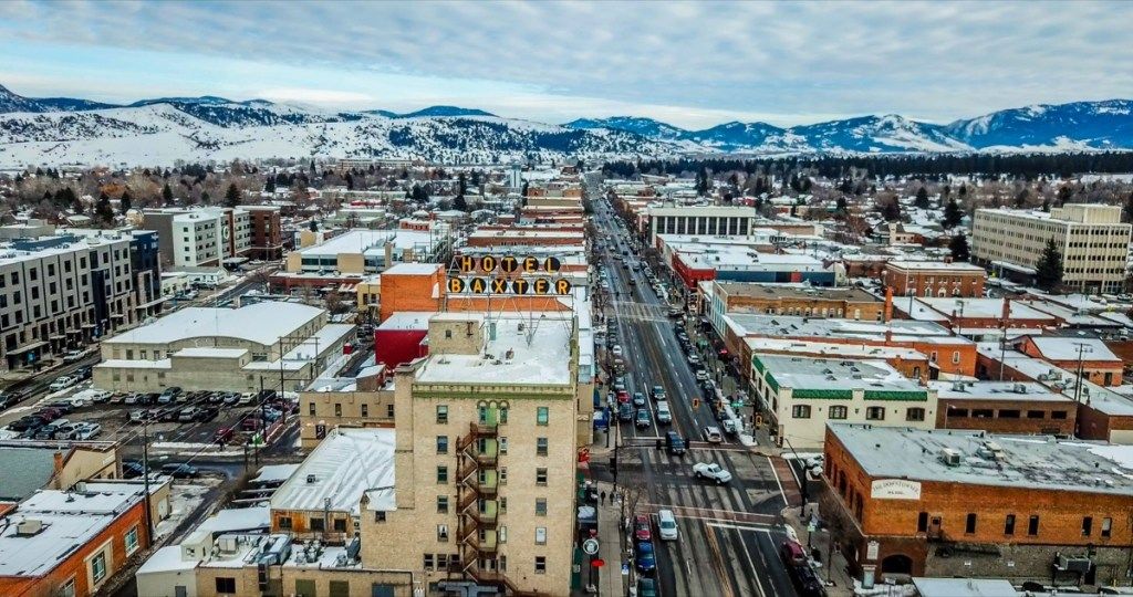 stadsbildsfoto av centrala Bozeman, Montana