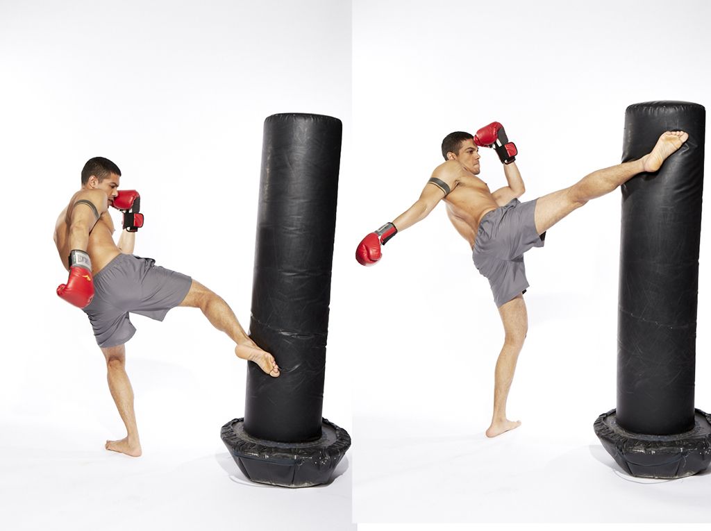 Torba za udaranje muškarca, dio sjajne MMA rutine treninga.